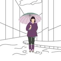 Girl with an umbrella. Vector illustration in a flat style.