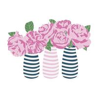 A set of flowers in vases. Vector illustration.
