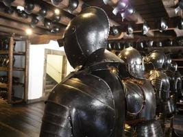 many medieval iron metal armor photo