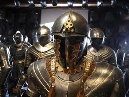 many medieval iron metal armor photo