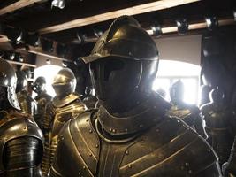 many medieval iron metal armor photo