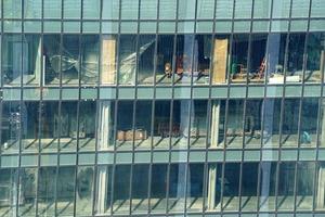 panorama aéreo de la ciudad de nueva york desde la terraza de hudson yards foto