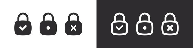 Lock Icons. Security symbol locks. Lock icons with a check mark. Vector images