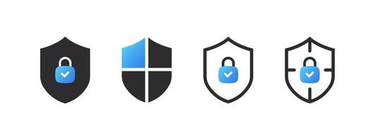 Security shield and lock. Privacy and security icons. Vector images