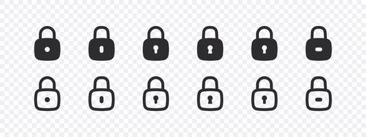 Icons of locks. A set of locks with different wells. Vector images