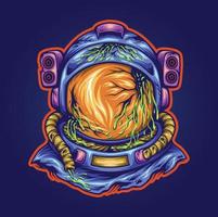 vector de ilustración de cabeza alienígena de astronauta espeluznante para el logotipo de su trabajo, camiseta de mercadería de mascota, pegatinas y diseños de etiquetas, afiche, tarjetas de felicitación que anuncian marcas de empresas comerciales
