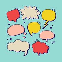 Cartoon cute speech bubble doodles. Hand drawn set of dialog windows vector