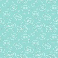 Seamless pattern with cartoon speech bubble doodles. Hand drawn set of dialog windows with phrases vector
