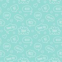 Seamless pattern with cartoon speech bubble doodles. Hand drawn set of dialog windows with phrases vector