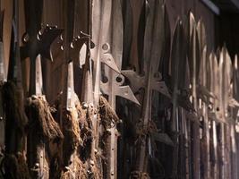many medieval iron metal spear photo