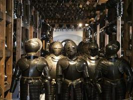 many medieval iron metal armor photo