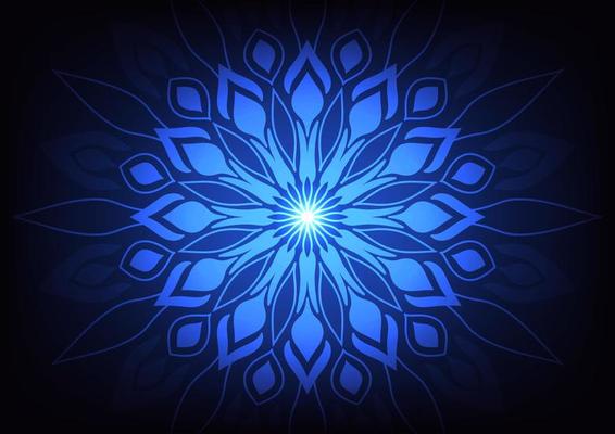 Blue light mandala flower modern geometry background