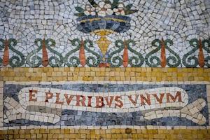 e pluribus unum inscription mosaic close up photo