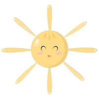 Cartoon sun, vector, cute kawaii style vector