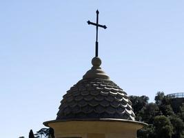 saint martin church in portofino detail of tower tiles photo