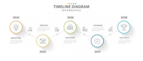 Infographic template for business. 5 Steps Modern Timeline diagram roadmap with circle topics, presentation vector infographic.