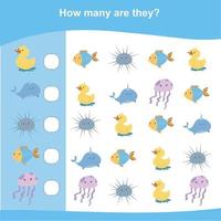 Mathematic sheet for children. Educational printable math worksheet. Writing answer activity for kids. Vector file.