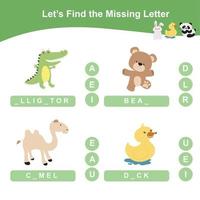 Finding missing letter. Worksheet for preschool. Writing practice. Vector file.