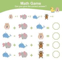 Mathematic sheet for children. Educational printable math worksheet. Count and writing answer activity for kids. Vector file.