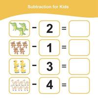 ficha matematica para niños. hoja de trabajo de matemáticas imprimible educativa. actividad de contar y escribir. archivo vectorial vector