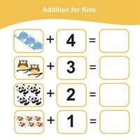 Mathematic sheet for children. Educational printable math worksheet. Count and write activity. Vector file.