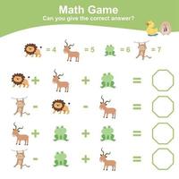 Mathematic sheet for children. Educational printable math worksheet. Count and writing answer activity for kids. Vector file.