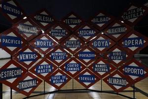 many Metro Station Sign in Madrid Spain photo