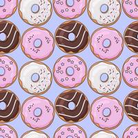 Seamless pattern of multicolored colorful donuts. Vector pattern of confectionery pattern. Can be used for textiles, wrapping paper, menu design.