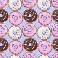 Seamless pattern of multicolored colorful donuts. Vector pattern of confectionery pattern. Can be used for textiles, wrapping paper, menu design.