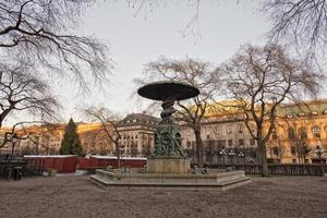 Stockholm view on blue sky background photo