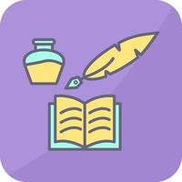 icono de vector de pluma y libro único