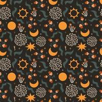 Esoteric pattern, sun, moon, stars.Seamless pattern vector