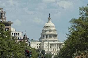 Washington DC Capitol view from Freedom Plaza photo