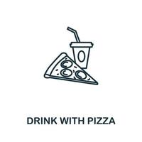 Drink With Pizza icon from fastfood collection. Simple line element Drink With Pizza symbol for templates, web design and infographics vector