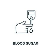 icono de azúcar en la sangre de la colección de cheques de salud. icono de azúcar en sangre de línea simple para plantillas, diseño web e infografía vector