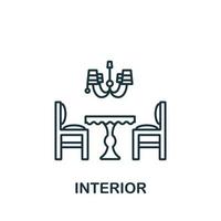 icono interior de la colección interior. símbolo interior de elemento de línea simple para plantillas, diseño web e infografía vector