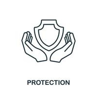 icono de protección de la colección de seguros. icono de protección de línea simple para plantillas, diseño web e infografía vector