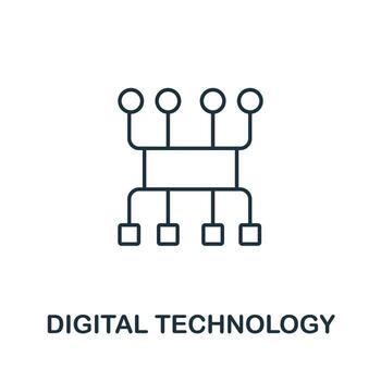 icono de tecnología digital de la colección iot. icono de tecnología digital de línea simple para plantillas, diseño web e infografía vector
