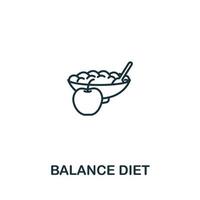 icono de dieta de equilibrio de la colección de cuidado de ancianos. símbolo de dieta de equilibrio de elemento de línea simple para plantillas, diseño web e infografía vector