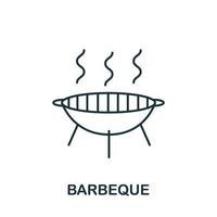 icono de barbacoa de la colección de pasatiempos. símbolo de barbacoa de elemento de línea simple para plantillas, diseño web e infografía vector