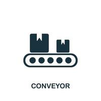 Conveyor icon from industrial collection. Simple line Conveyor icon for templates, web design and infographics vector