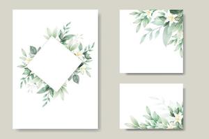 Beautiful Watercolor Floral Leaves Wedding Card Template vector