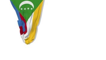 Comoros Hanging Fabric Flag Waving in Wind 3D Rendering, Independence Day, National Day, Chroma Key, Luma Matte Selection of Flag video