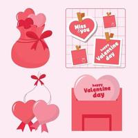 regalo día de san valentín colecciones de elementos ilustración plana diseño vectorial simple y elegante vector