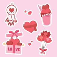 regalo día de san valentín colecciones de elementos ilustración plana diseño vectorial simple y elegante vector