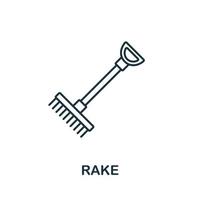 Rake icon from garden collection. Simple line Rake icon for templates, web design and infographics vector