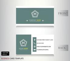 White and green colors business name card vector design