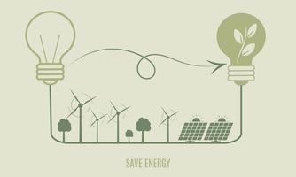 ESG ecology concept . Alternative energy, sustainable eco system, renewable sources, wind turbine, solar panels vector