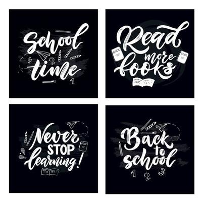 Collection of Back to School inscriptions phrases. Set of lettering written  slogans or phrases. Bundle of Back to School inscriptions. Vector  illustration 9922017 Vector Art at Vecteezy