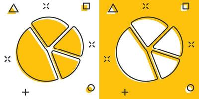 Chart icon in comic style. Diagram cartoon vector illustration on white isolated background. Statistics splash effect business concept.